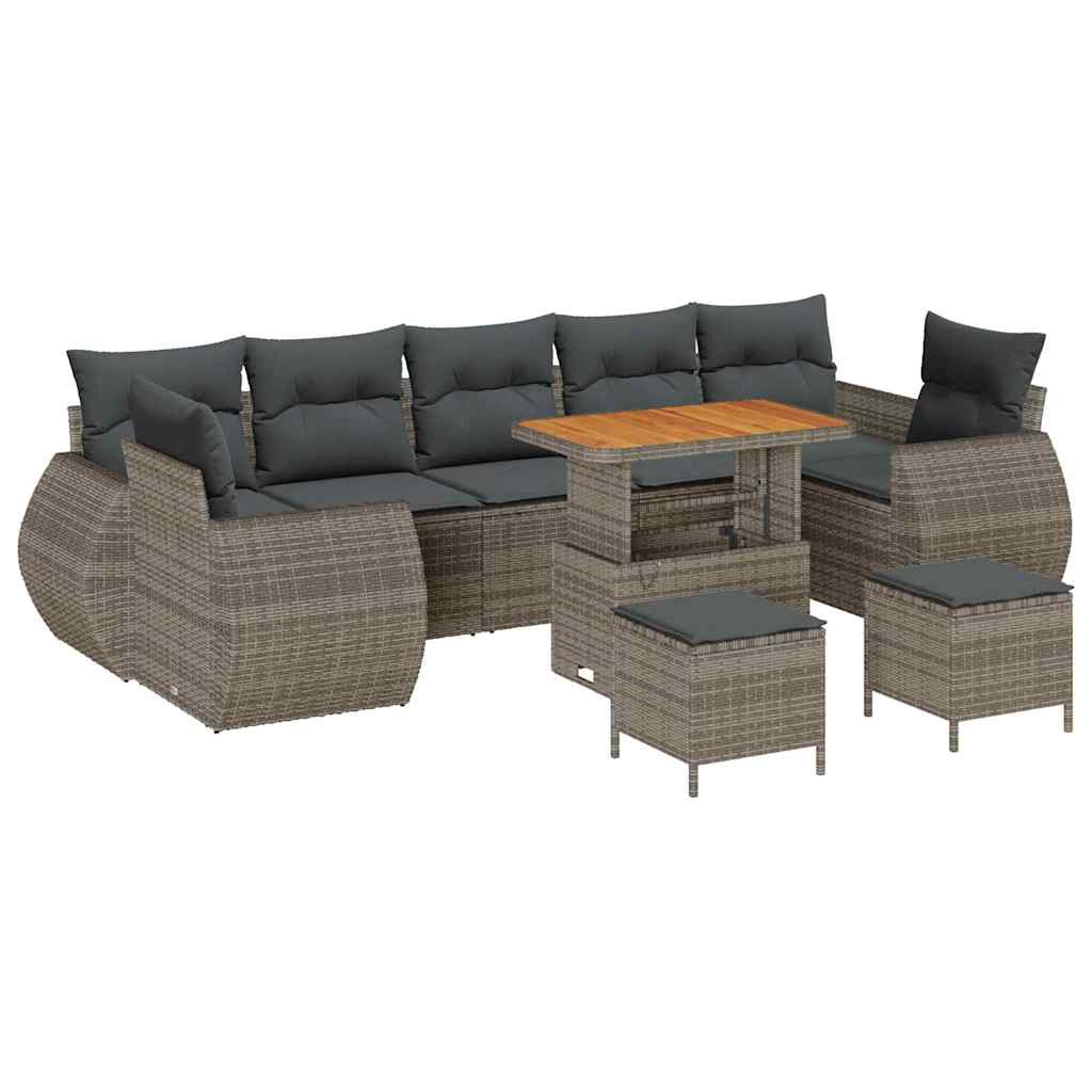 Tuin Sofa Set 10 pcs Grijs Poly rattan en gepoedercoat staal is nu te koop bij PeponiXL, paradijselijk wonen!