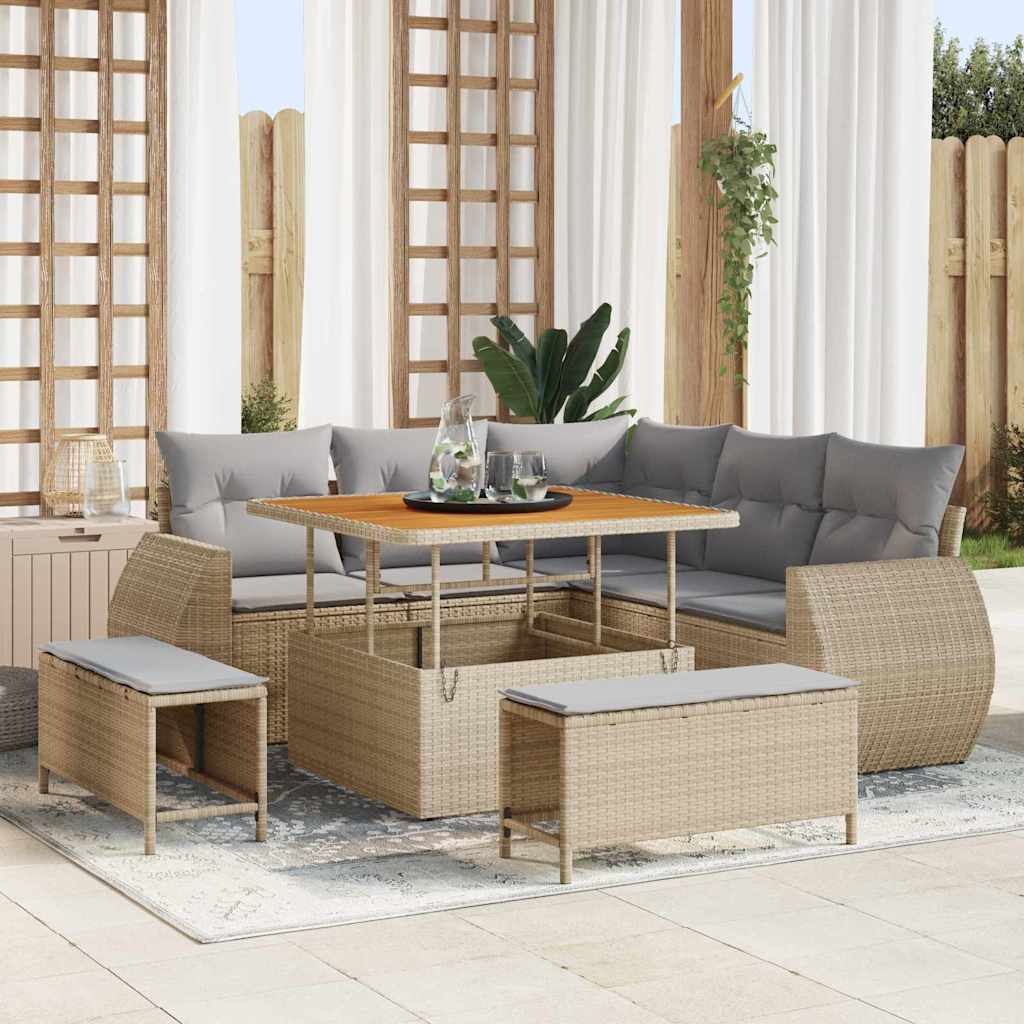 Tuin Sofa Set met kussen met opslag 8 pcs beige en lichtgrijs is nu te koop bij PeponiXL, paradijselijk wonen!