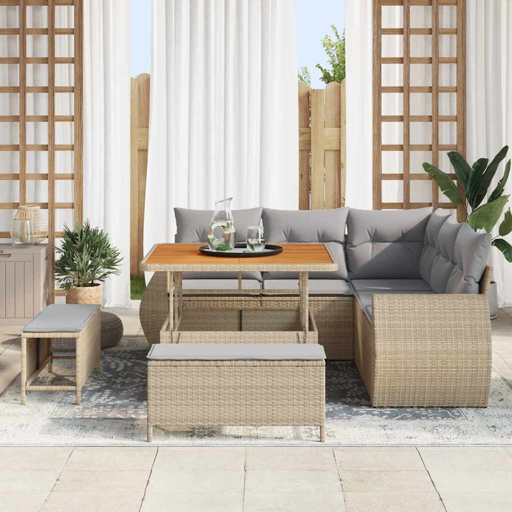 Tuin Sofa Set met kussen met opslag 8 pcs beige en lichtgrijs is nu te koop bij PeponiXL, paradijselijk wonen!