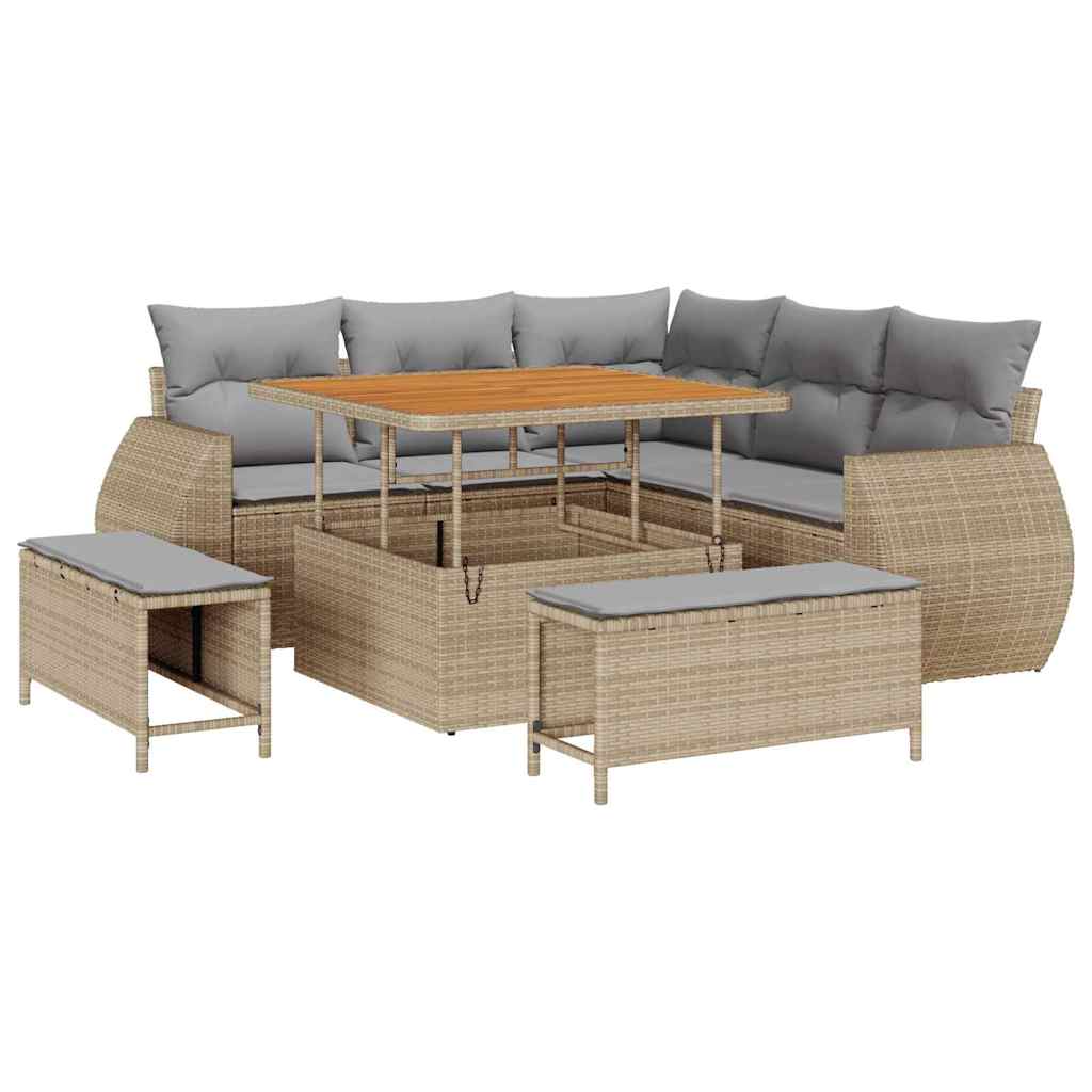 Tuin Sofa Set met kussen met opslag 8 pcs beige en lichtgrijs is nu te koop bij PeponiXL, paradijselijk wonen!