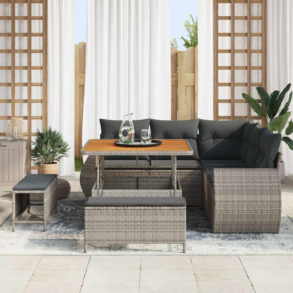 Tuin Sofa Set met kussen met opslag 8 pcs Grijs poly rattan is nu te koop bij PeponiXL, paradijselijk wonen!