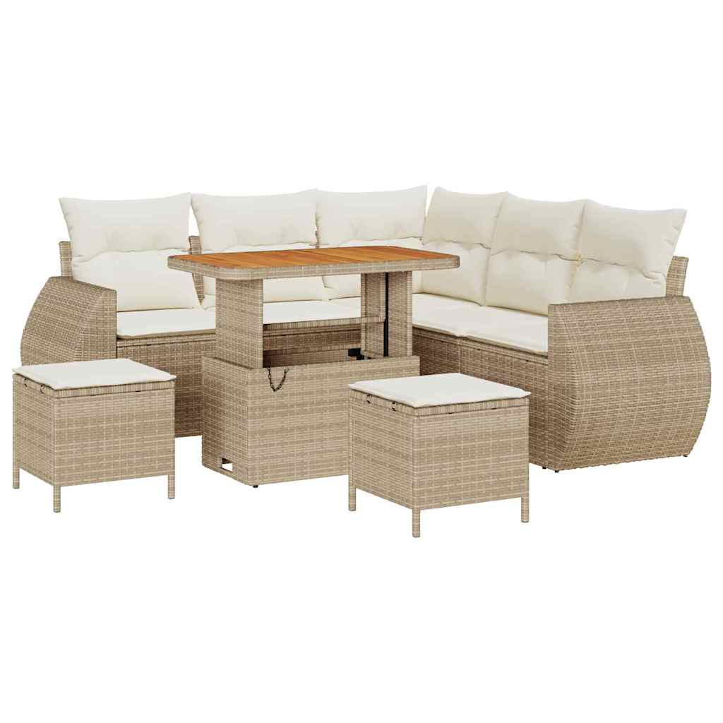 Tuin Sofa Set met kussen 8 pcs Beige en Crème poly rattan is nu te koop bij PeponiXL, paradijselijk wonen!
