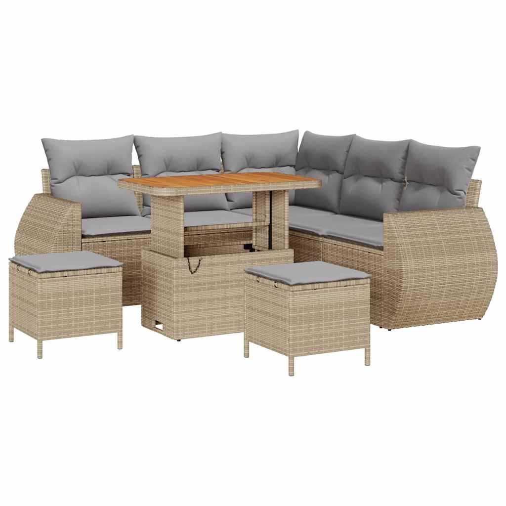 Tuin Sofa Set met kussen met opslag 8 pcs beige en lichtgrijs is nu te koop bij PeponiXL, paradijselijk wonen!