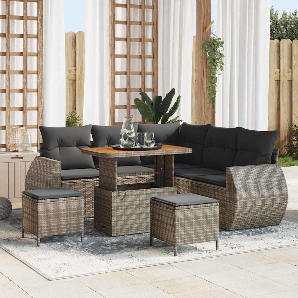 Tuin Sofa Set met kussen met opslag 8 pcs Grijs poly rattan is nu te koop bij PeponiXL, paradijselijk wonen!