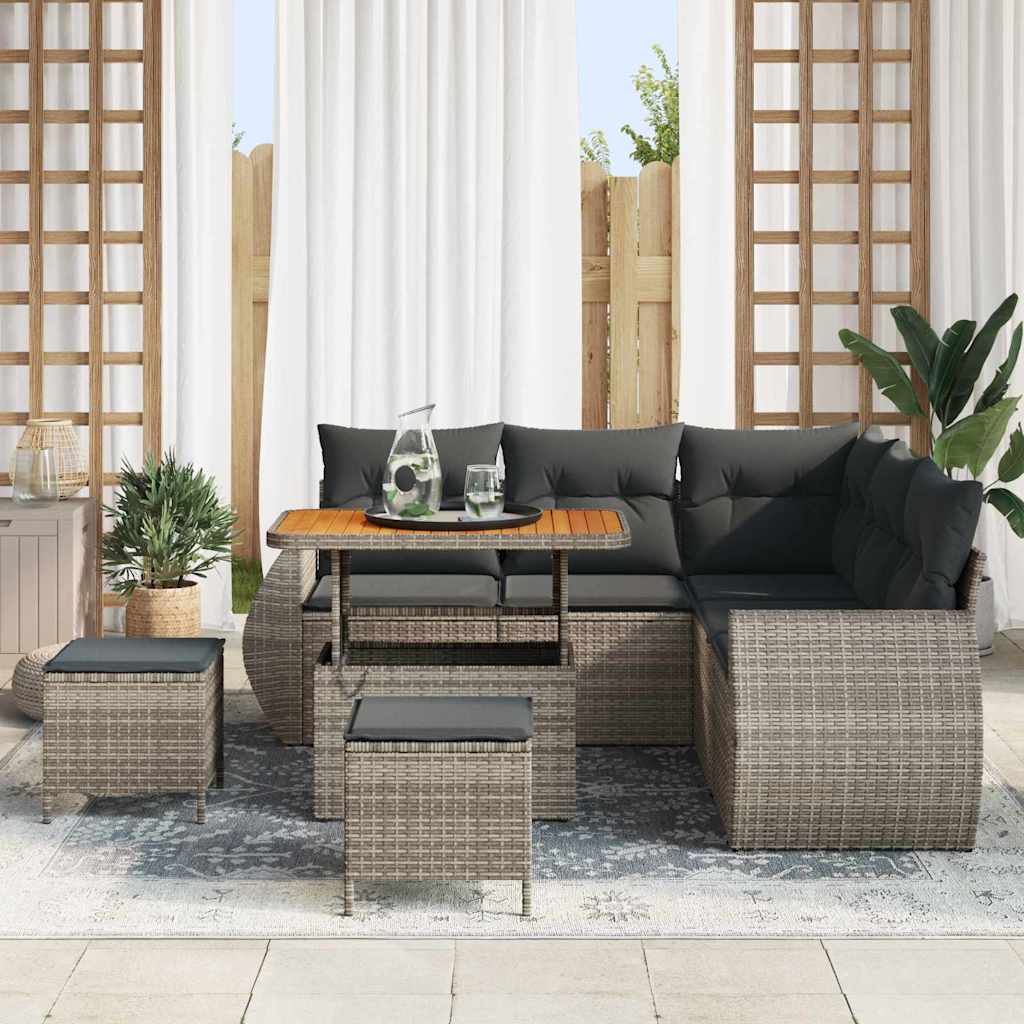 Tuin Sofa Set met kussen met opslag 8 pcs Grijs poly rattan is nu te koop bij PeponiXL, paradijselijk wonen!
