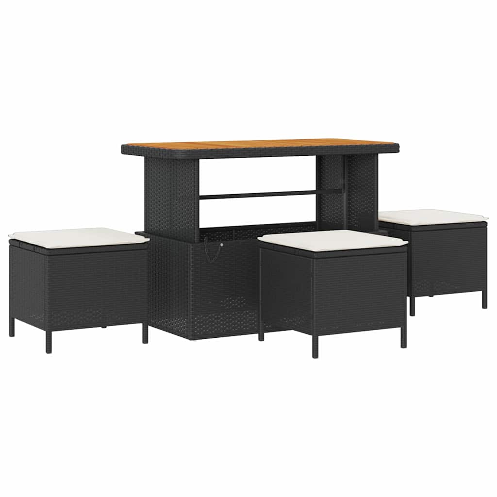 Tuin Sofa Set met kussen 9 pcs Zwart en Crème poly rattan is nu te koop bij PeponiXL, paradijselijk wonen!