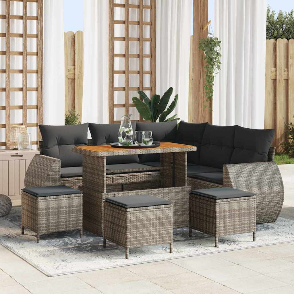 Tuin Sofa Set met kussen met opslag 9 pcs Grijs poly rattan is nu te koop bij PeponiXL, paradijselijk wonen!