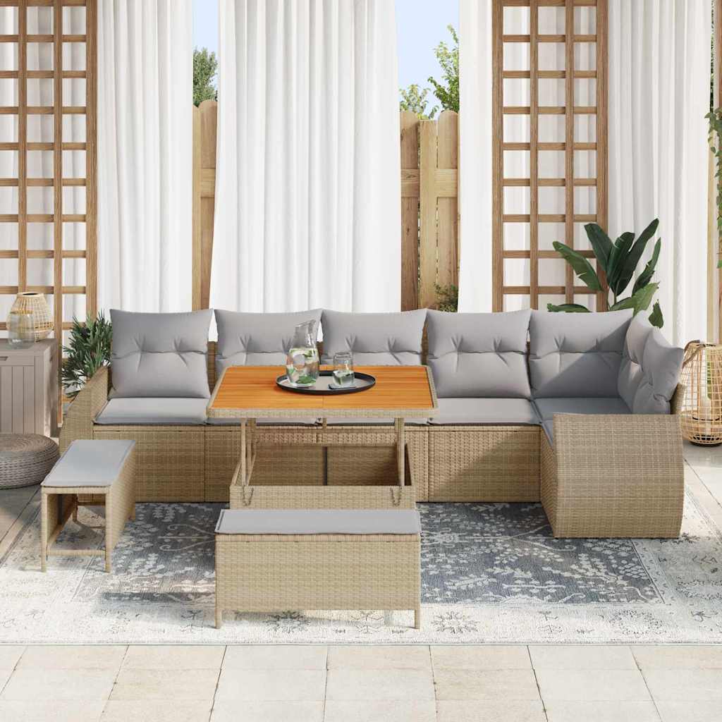 Tuin Sofa Set met kussen met opslag 9 pcs beige en lichtgrijs is nu te koop bij PeponiXL, paradijselijk wonen!