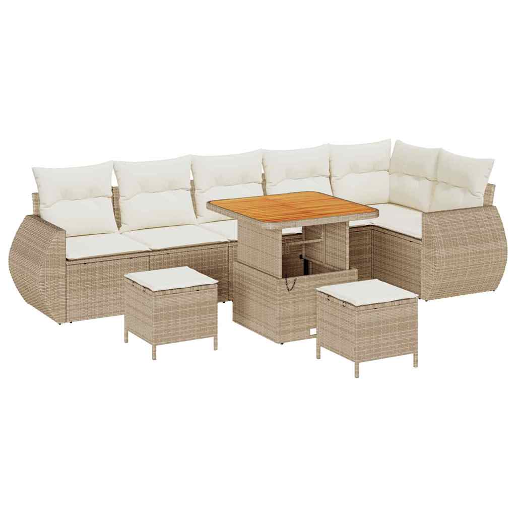 Tuin Sofa Set met kussen 9 pcs Beige en Crème Poly Rattan is nu te koop bij PeponiXL, paradijselijk wonen!