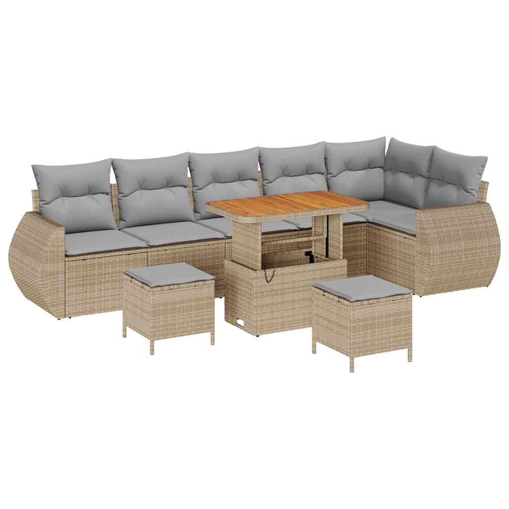 Tuin Sofa Set met kussen met opslag 9 pcs beige en lichtgrijs is nu te koop bij PeponiXL, paradijselijk wonen!