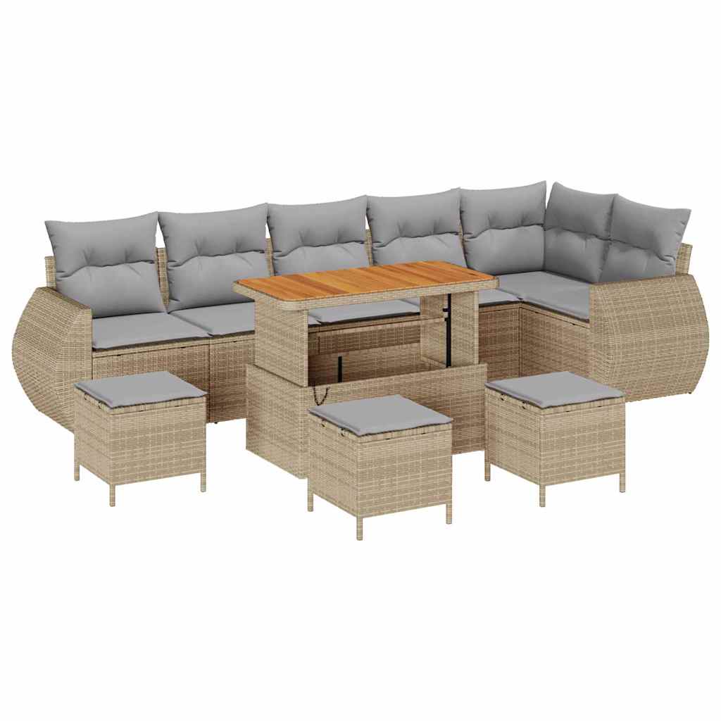 Tuin Sofa Set 10 pcs Beige en Licht Grijs Poly Rattan is nu te koop bij PeponiXL, paradijselijk wonen!