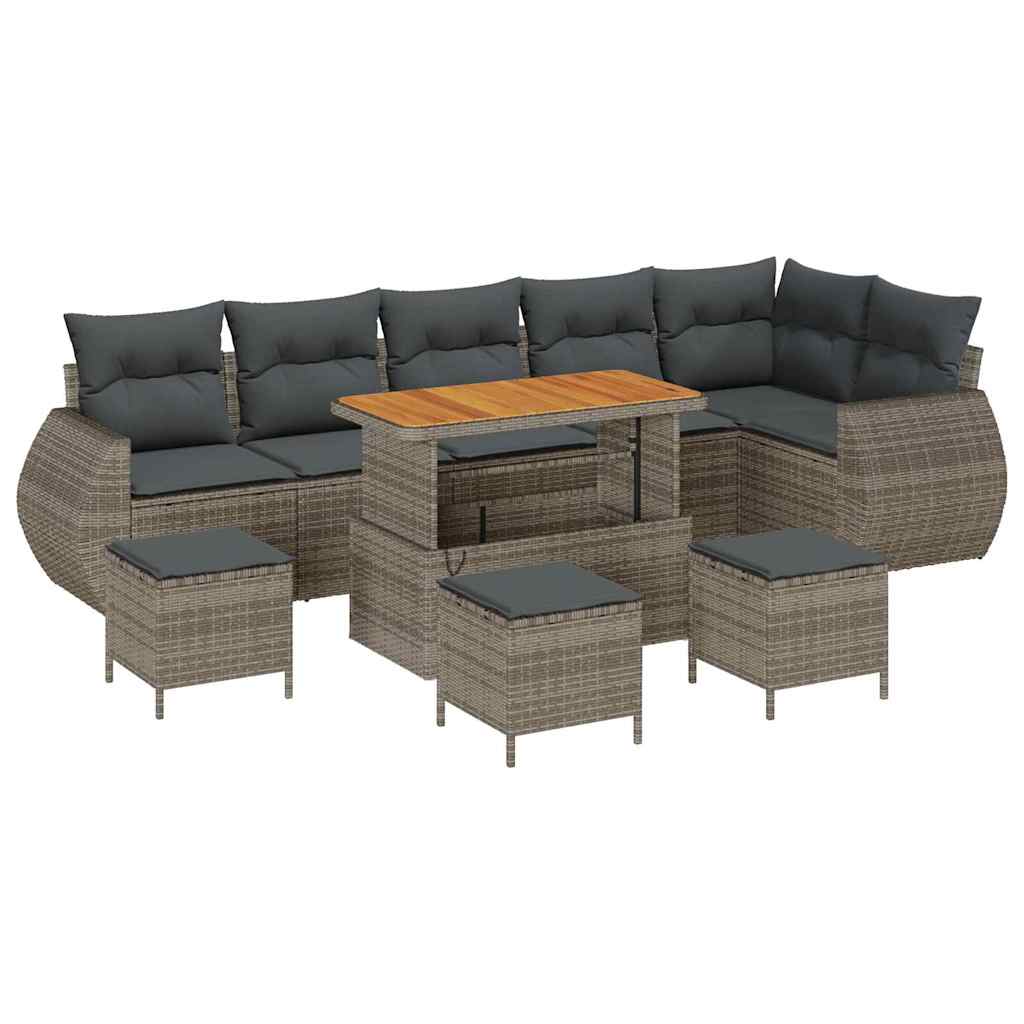 Tuin Sofa Set met kussen met opslag 10 pcs Grijs Poly Rattan is nu te koop bij PeponiXL, paradijselijk wonen!
