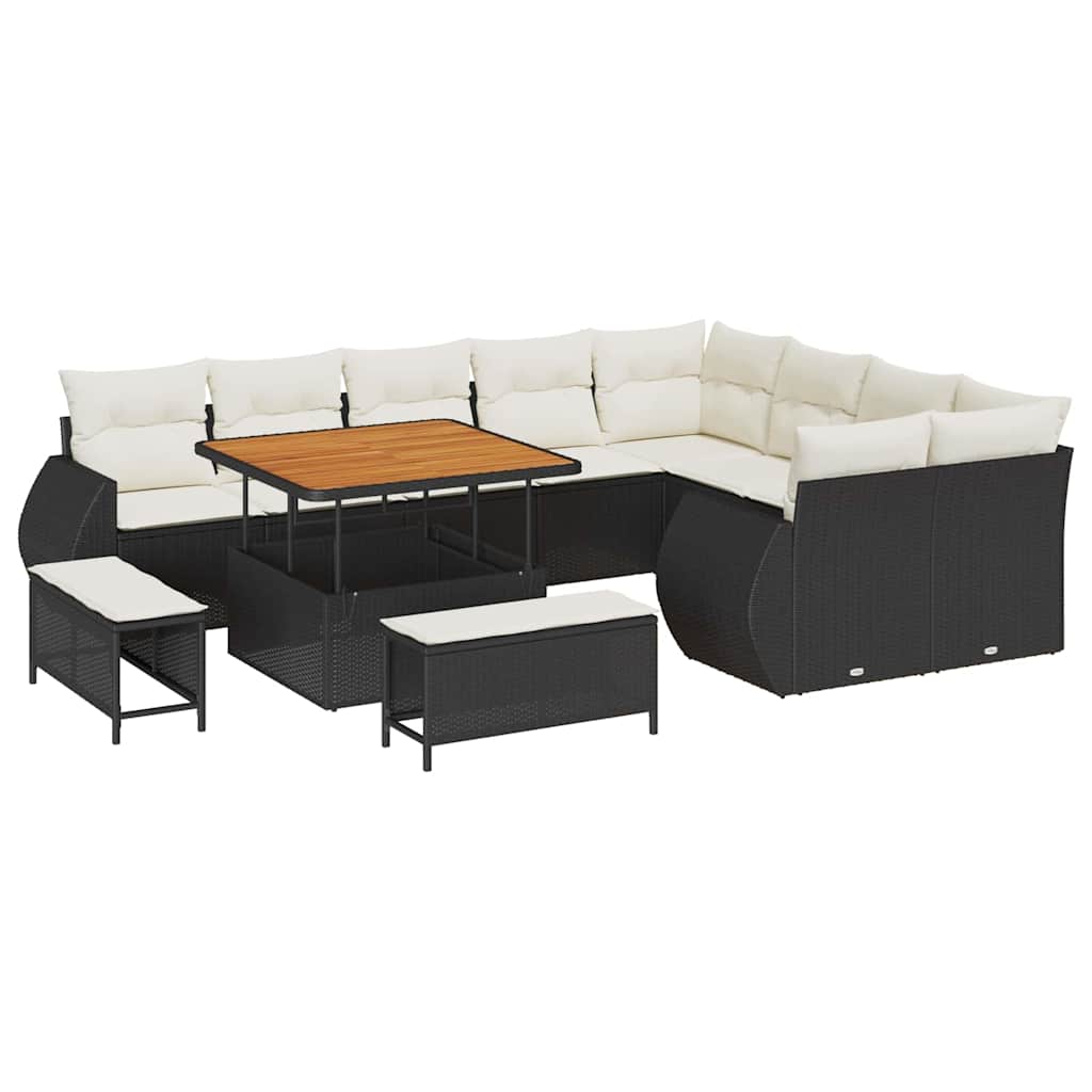 Tuin Sofa Set met kussen met opslag 12 pcs Zwart en crème is nu te koop bij PeponiXL, paradijselijk wonen!