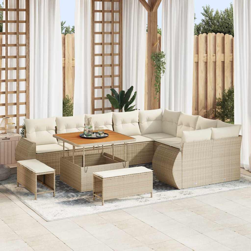 Tuin Sofa Set met kussen 12 pcs beige en crèmekleurig is nu te koop bij PeponiXL, paradijselijk wonen!