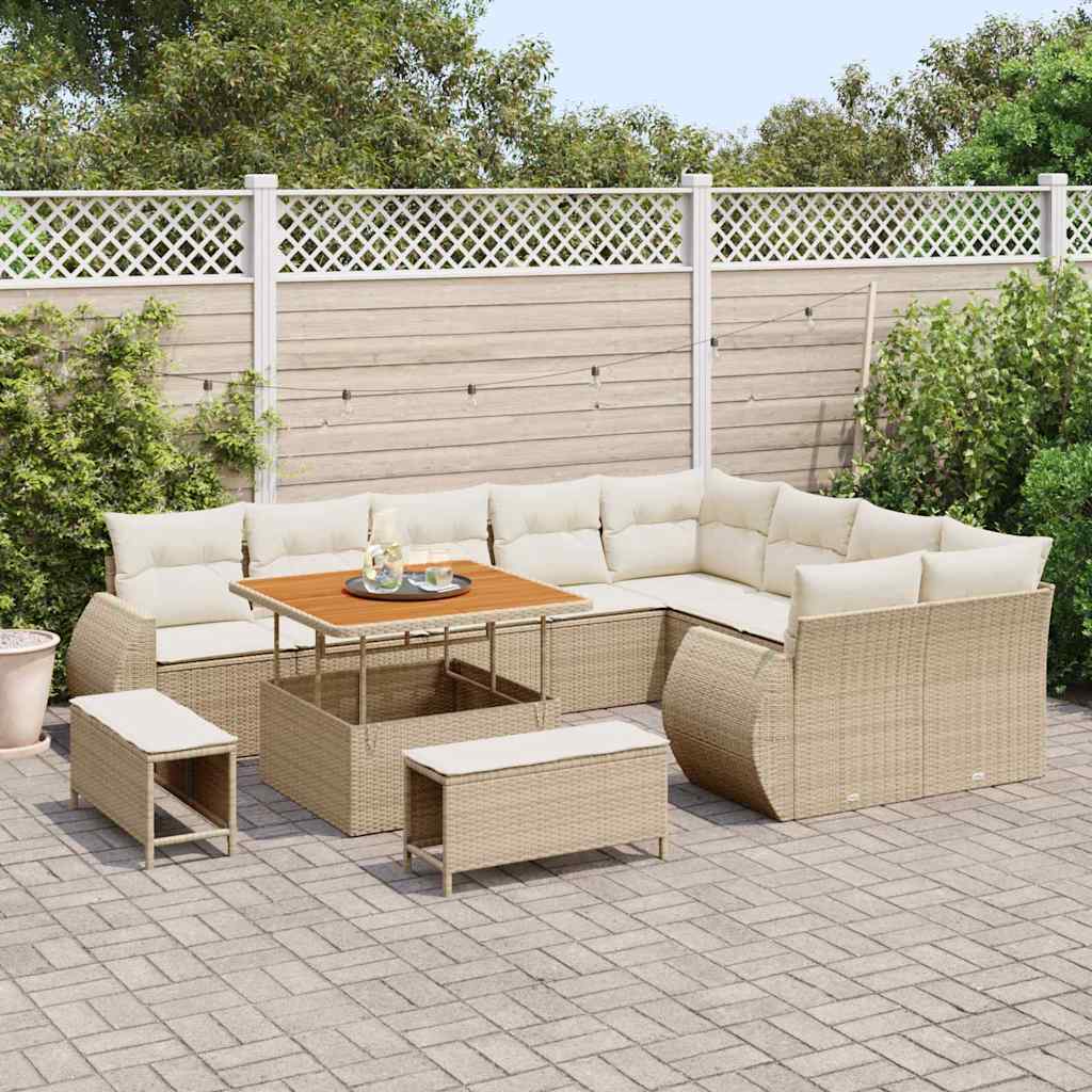 Tuin Sofa Set met kussen 12 pcs beige en crèmekleurig is nu te koop bij PeponiXL, paradijselijk wonen!