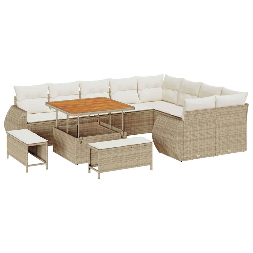 Tuin Sofa Set met kussen 12 pcs beige en crèmekleurig is nu te koop bij PeponiXL, paradijselijk wonen!