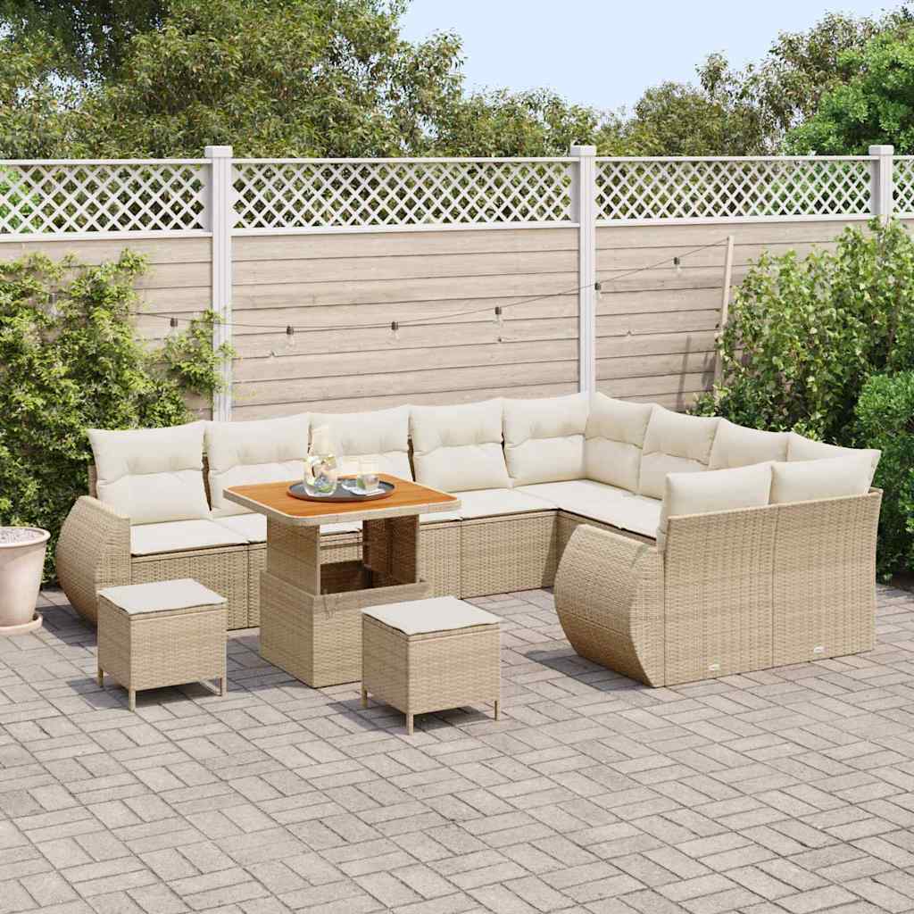 Tuin Sofa Set met kussen 12 pcs beige en crèmekleurig is nu te koop bij PeponiXL, paradijselijk wonen!