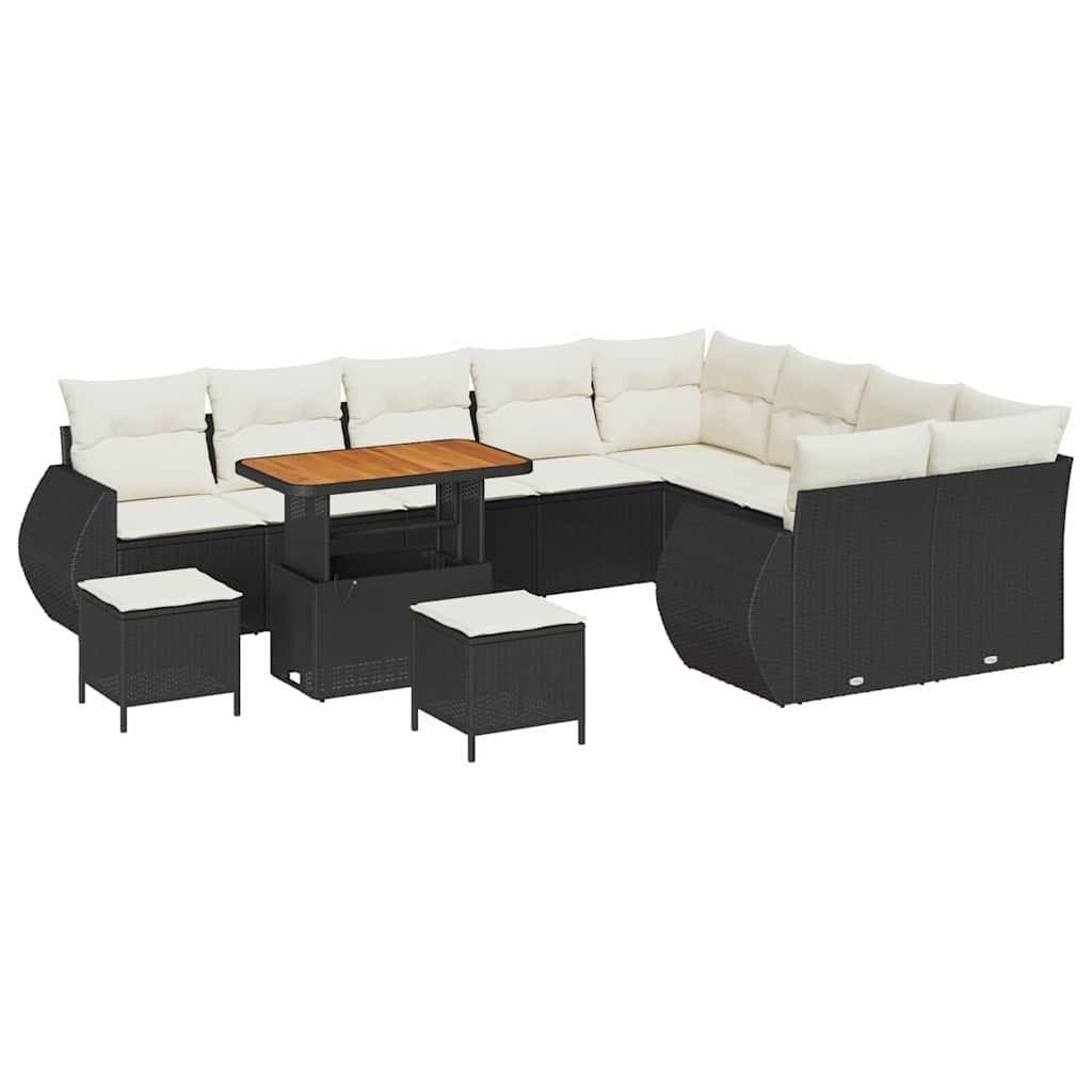 Tuin Sofa Set met kussen met opslag 12 pcs Zwart en crème is nu te koop bij PeponiXL, paradijselijk wonen!