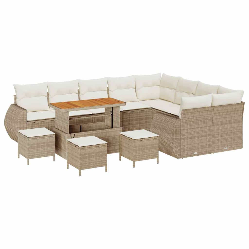 Tuin Sofa Set met kussen 13 pcs beige en crèmekleurig is nu te koop bij PeponiXL, paradijselijk wonen!