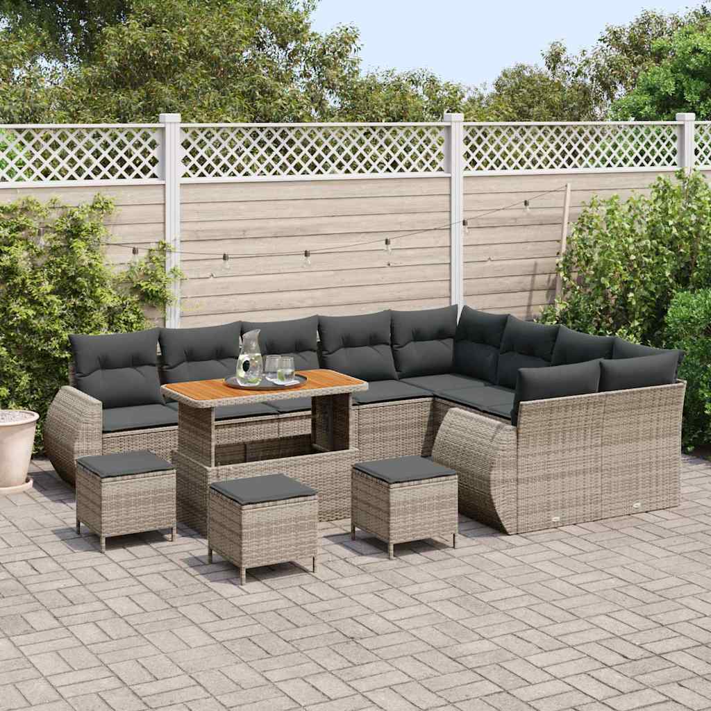 Tuin Sofa Set met kussen met opslag 13 pcs Grijs Poly Rattan is nu te koop bij PeponiXL, paradijselijk wonen!