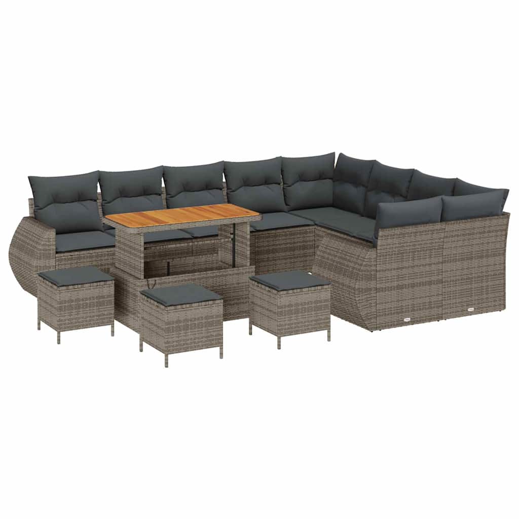Tuin Sofa Set met kussen met opslag 13 pcs Grijs Poly Rattan is nu te koop bij PeponiXL, paradijselijk wonen!