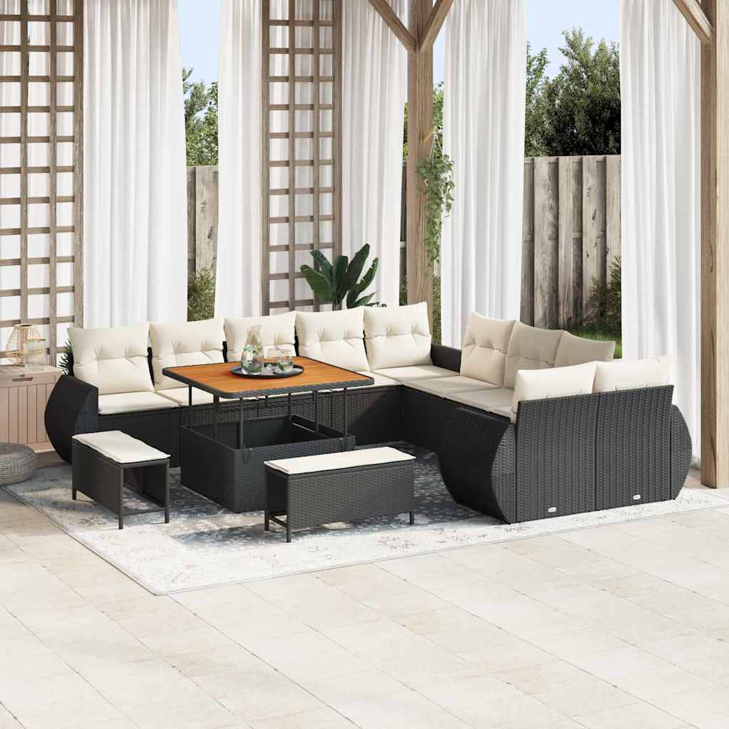 Tuin Sofa Set met kussen met opslag 13 pcs Zwart en crème is nu te koop bij PeponiXL, paradijselijk wonen!