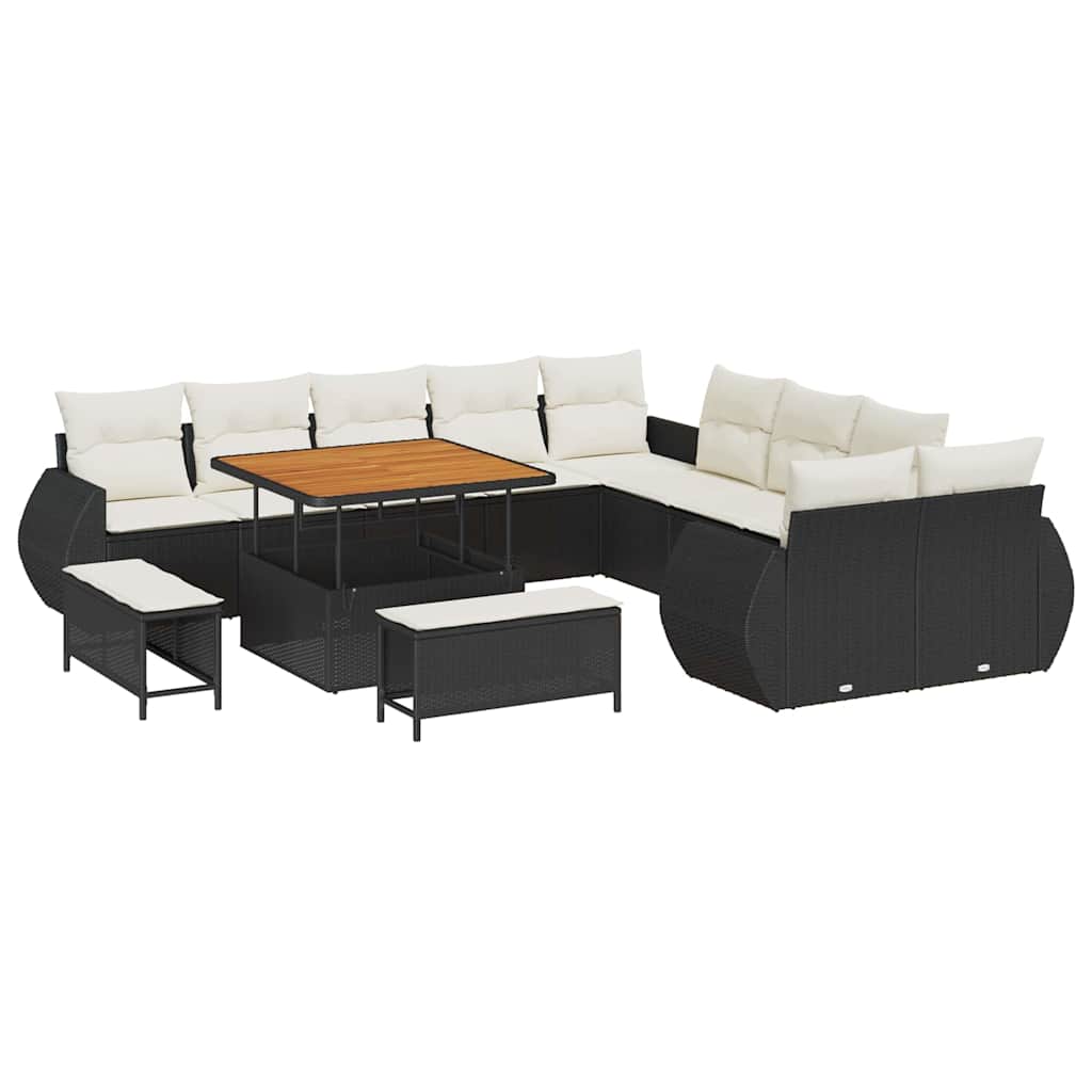 Tuin Sofa Set met kussen met opslag 13 pcs Zwart en crème is nu te koop bij PeponiXL, paradijselijk wonen!