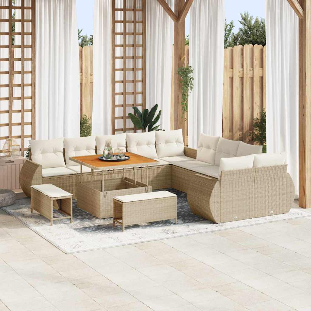 Tuin Sofa Set met kussen 13 pcs beige en crèmekleurig is nu te koop bij PeponiXL, paradijselijk wonen!