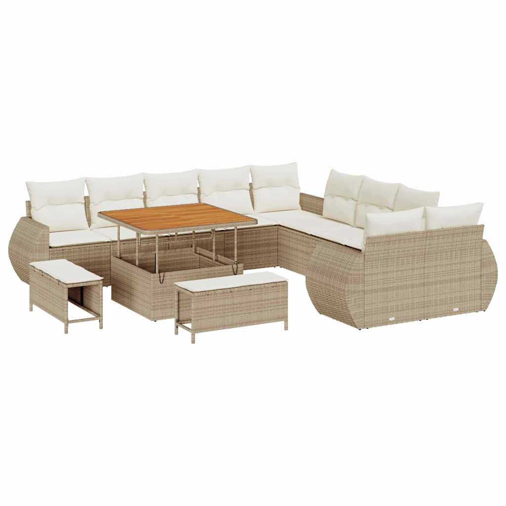 Tuin Sofa Set met kussen 13 pcs beige en crèmekleurig is nu te koop bij PeponiXL, paradijselijk wonen!