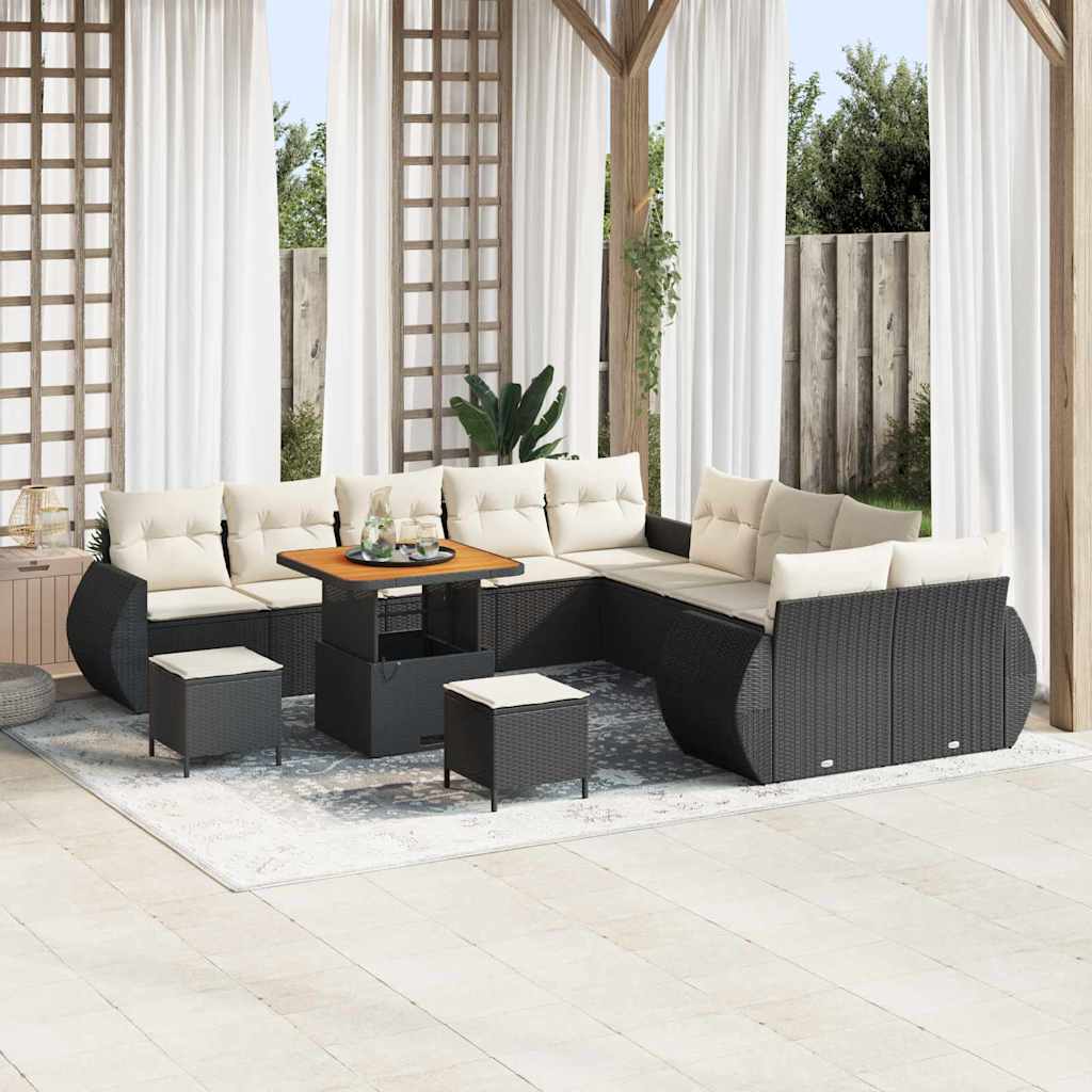 Tuin Sofa Set met kussen met opslag 13 pcs Zwart en crème is nu te koop bij PeponiXL, paradijselijk wonen!