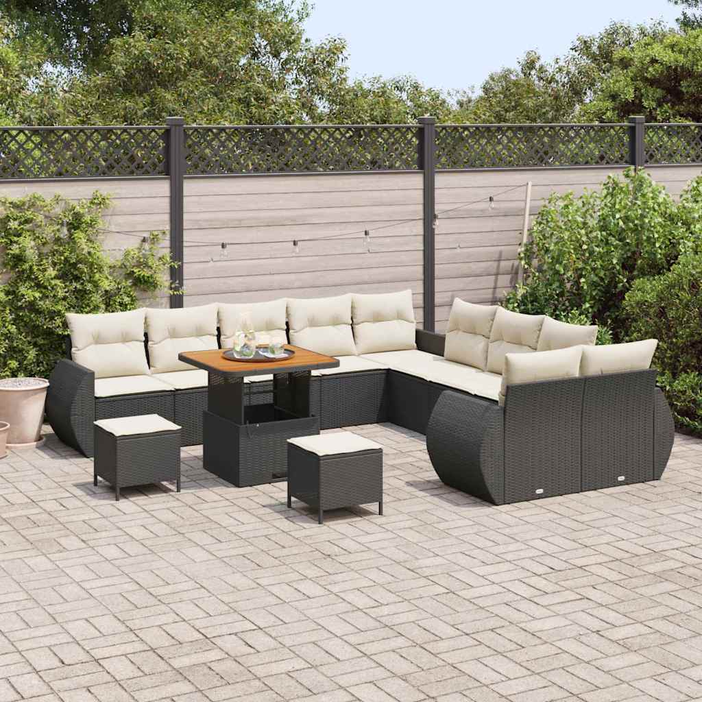 Tuin Sofa Set met kussen met opslag 13 pcs Zwart en crème is nu te koop bij PeponiXL, paradijselijk wonen!