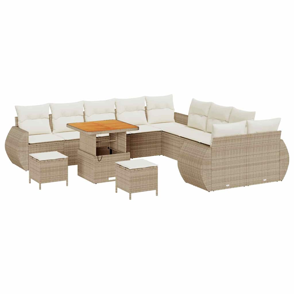 Tuin Sofa Set met kussen 13 pcs beige en crèmekleurig is nu te koop bij PeponiXL, paradijselijk wonen!