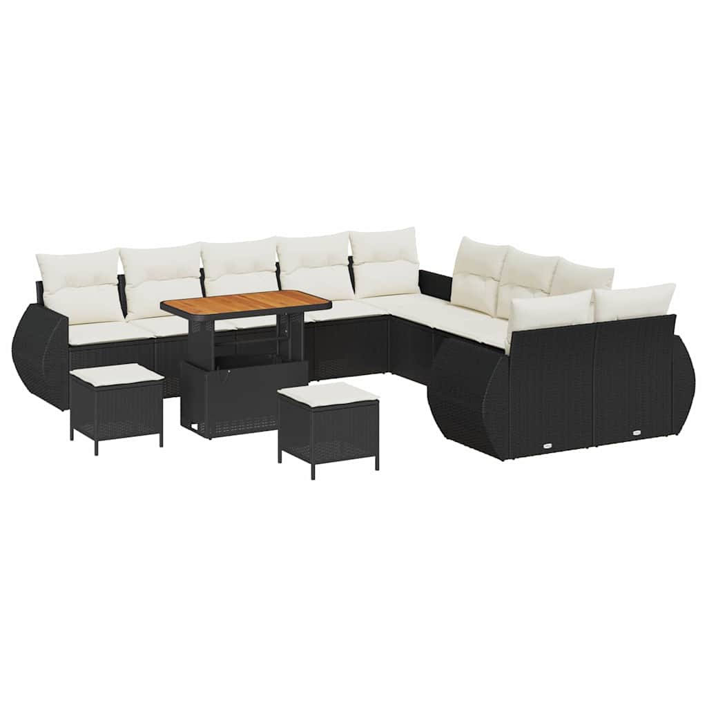 Tuin Sofa Set met kussen met opslag 13 pcs Zwart en crème is nu te koop bij PeponiXL, paradijselijk wonen!