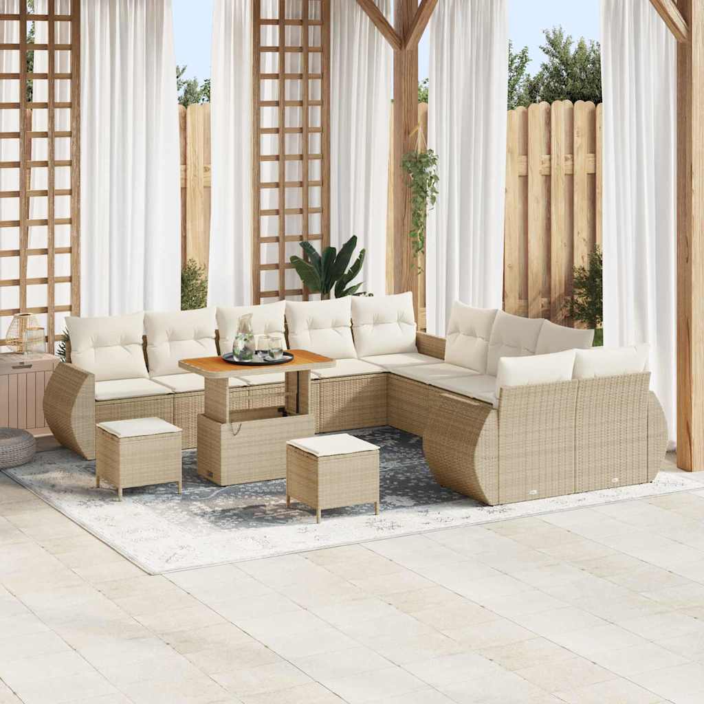 Tuin Sofa Set met kussen 13 pcs beige en crèmekleurig is nu te koop bij PeponiXL, paradijselijk wonen!