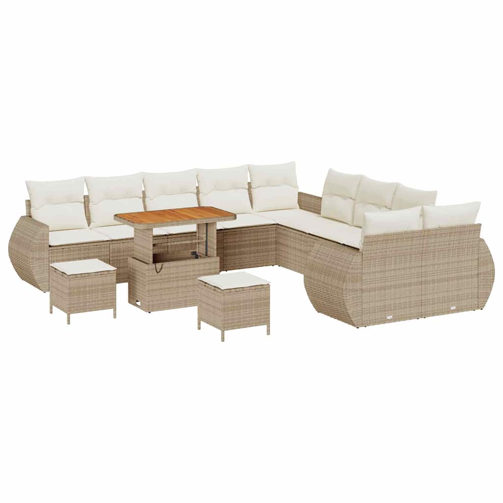 Tuin Sofa Set met kussen 13 pcs beige en crèmekleurig is nu te koop bij PeponiXL, paradijselijk wonen!