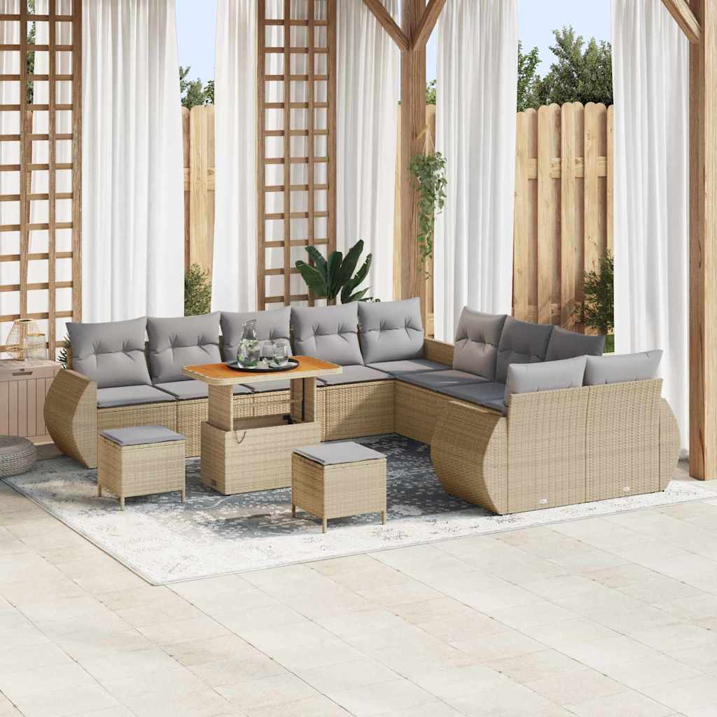 Tuin Sofa Set met kussen met opslag 13 pcs beige en lichtgrijs is nu te koop bij PeponiXL, paradijselijk wonen!