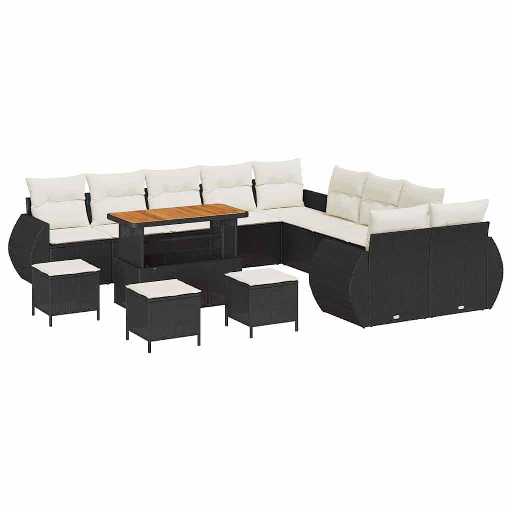 Tuin Sofa Set met kussen met opslag 14 pcs Zwart en crème is nu te koop bij PeponiXL, paradijselijk wonen!