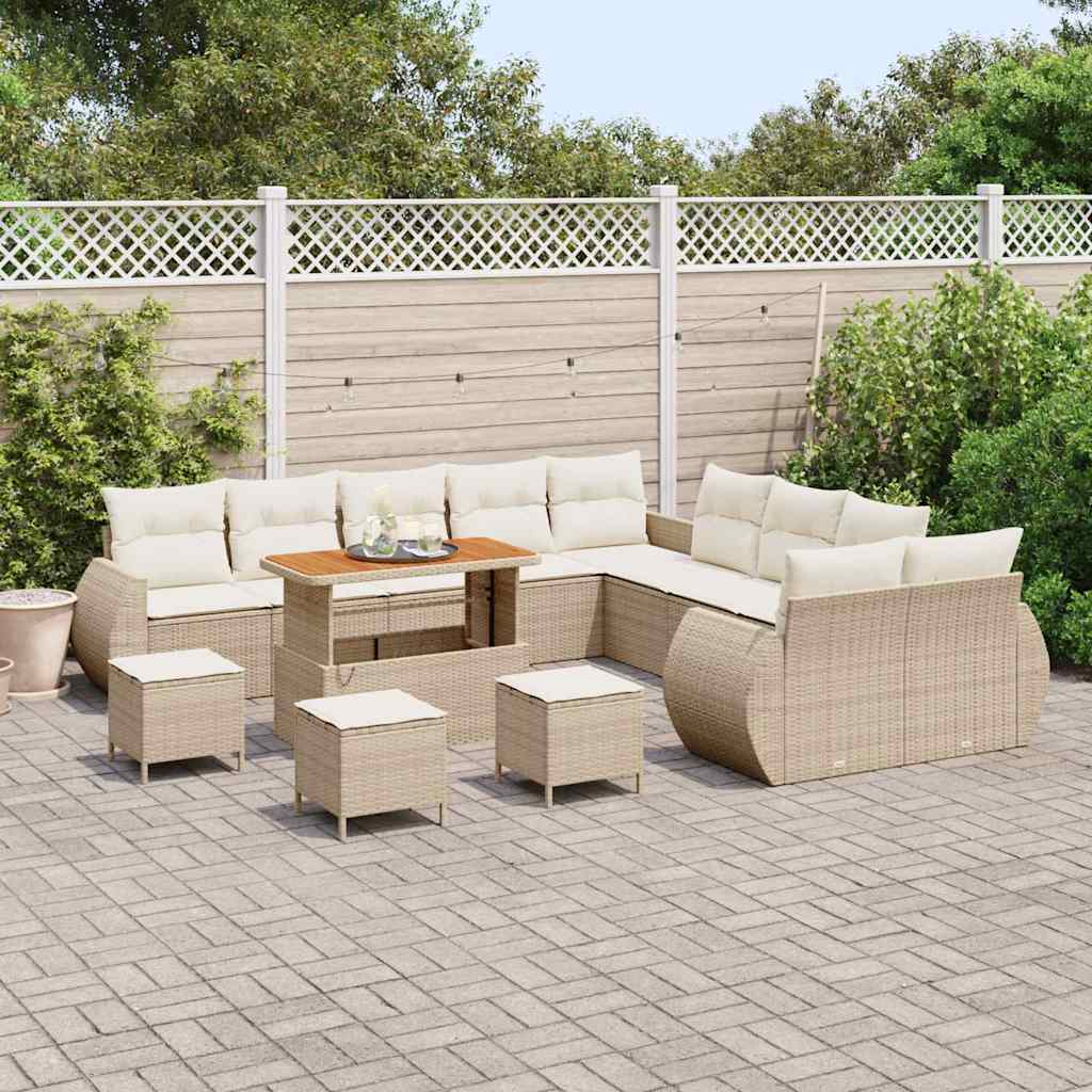 Tuin Sofa Set met kussen 14 pcs beige en crèmekleurig is nu te koop bij PeponiXL, paradijselijk wonen!