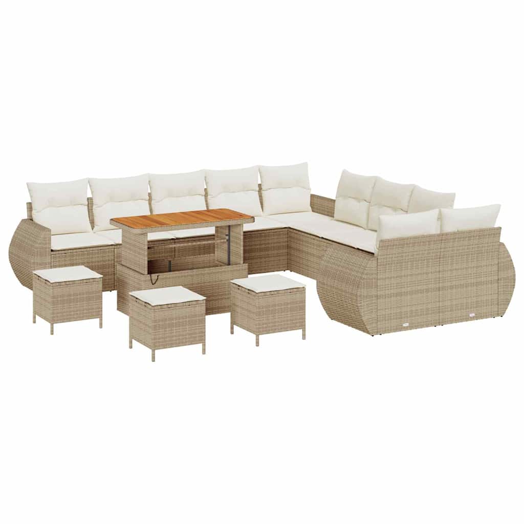 Tuin Sofa Set met kussen 14 pcs beige en crèmekleurig is nu te koop bij PeponiXL, paradijselijk wonen!
