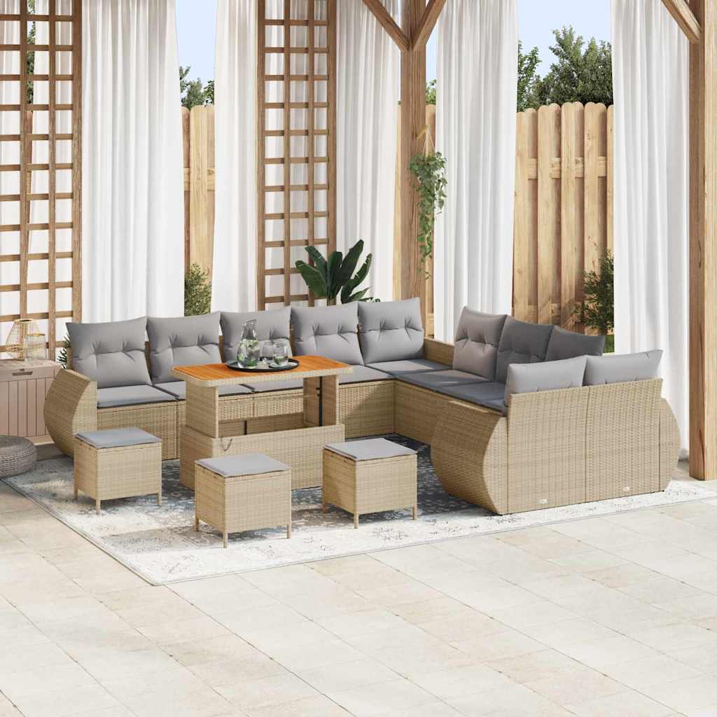 Tuin Sofa Set met kussen met opslag 14 pcs beige en lichtgrijs is nu te koop bij PeponiXL, paradijselijk wonen!