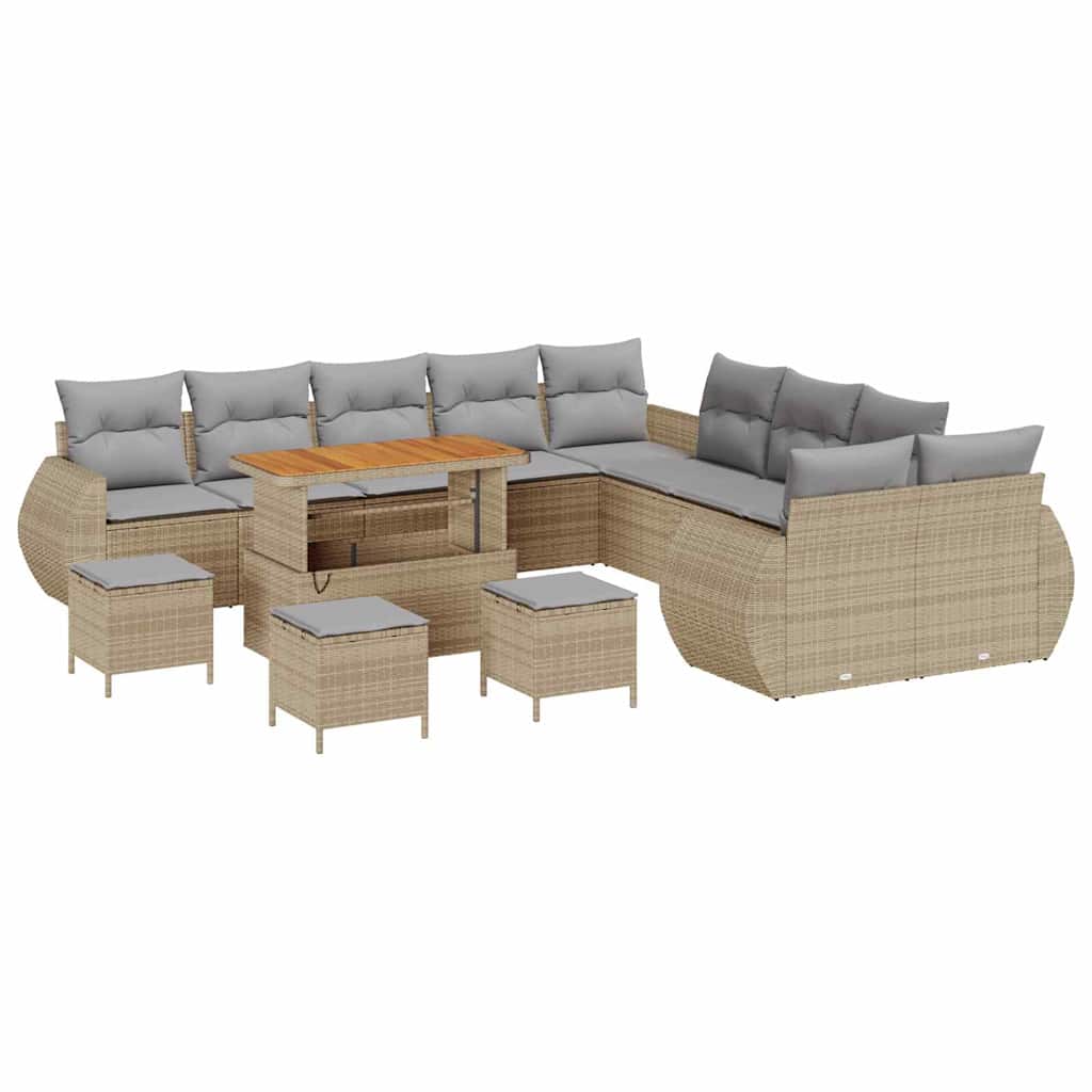 Tuin Sofa Set met kussen met opslag 14 pcs beige en lichtgrijs is nu te koop bij PeponiXL, paradijselijk wonen!