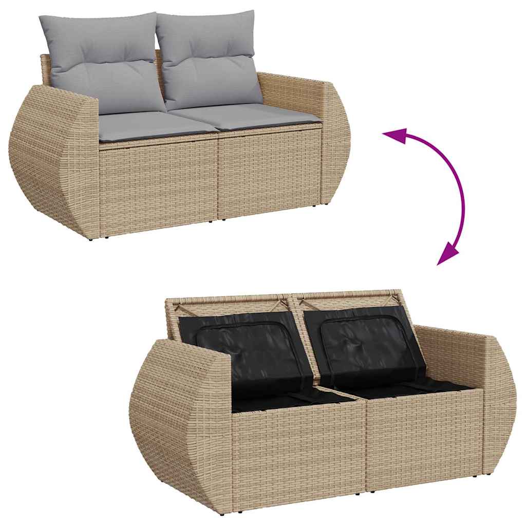 Tuin Sofa Set met kussen met opslag 14 pcs beige en lichtgrijs is nu te koop bij PeponiXL, paradijselijk wonen!
