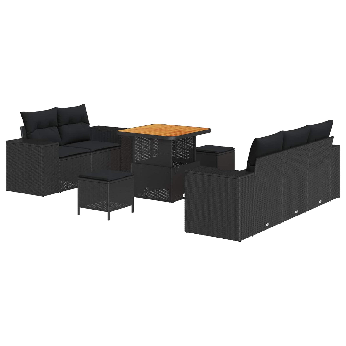Tuin Sofa Set met kussen met opslag 8 pcs Zwart Poly Rattan is nu te koop bij PeponiXL, paradijselijk wonen!