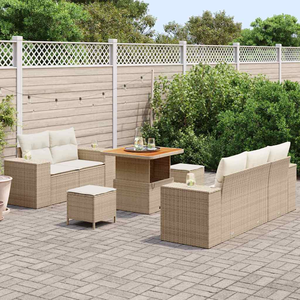 Tuin Sofa Set met kussen 8 pcs Beige en Crème Poly Rattan is nu te koop bij PeponiXL, paradijselijk wonen!