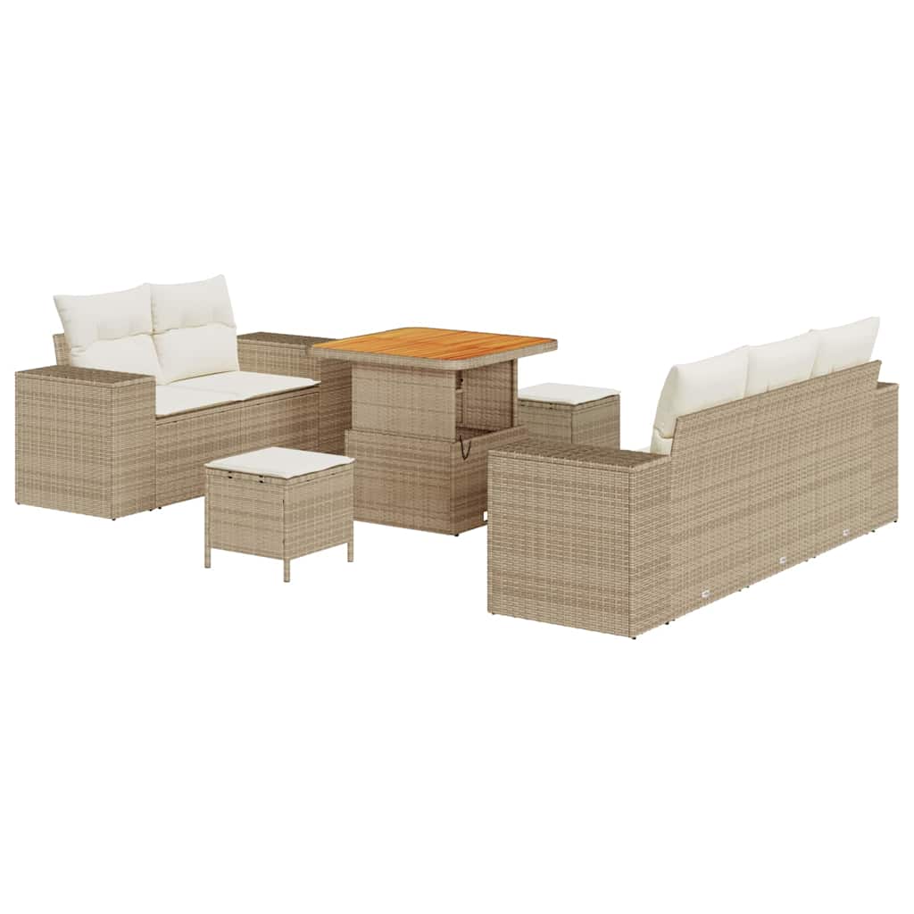 Tuin Sofa Set met kussen 8 pcs Beige en Crème Poly Rattan is nu te koop bij PeponiXL, paradijselijk wonen!