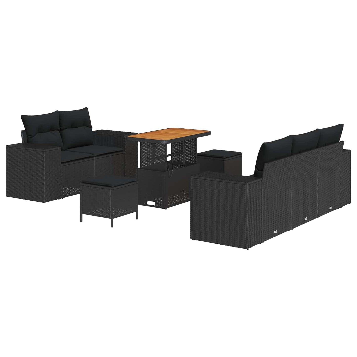 Tuin Sofa Set met kussen met opslag 8 pcs Zwart Poly Rattan is nu te koop bij PeponiXL, paradijselijk wonen!