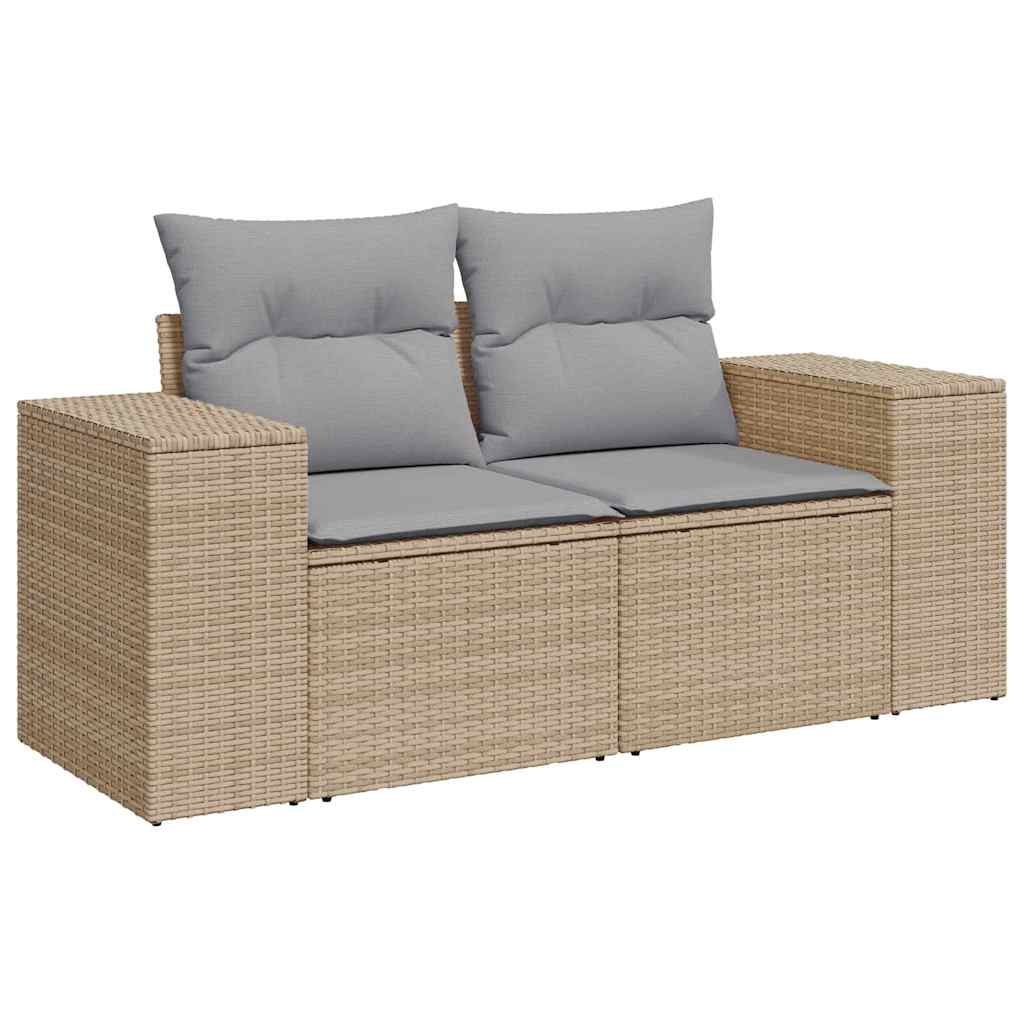 Tuin Sofa Set met kussen 9 pcs Beige en Licht Grijs Poly Rattan is nu te koop bij PeponiXL, paradijselijk wonen!