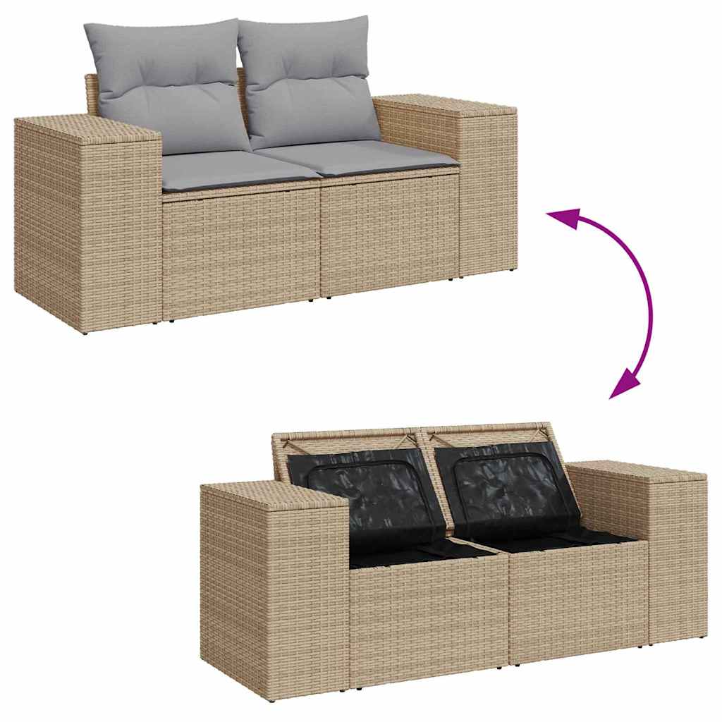 Tuin Sofa Set met kussen 9 pcs Beige en Licht Grijs Poly Rattan is nu te koop bij PeponiXL, paradijselijk wonen!