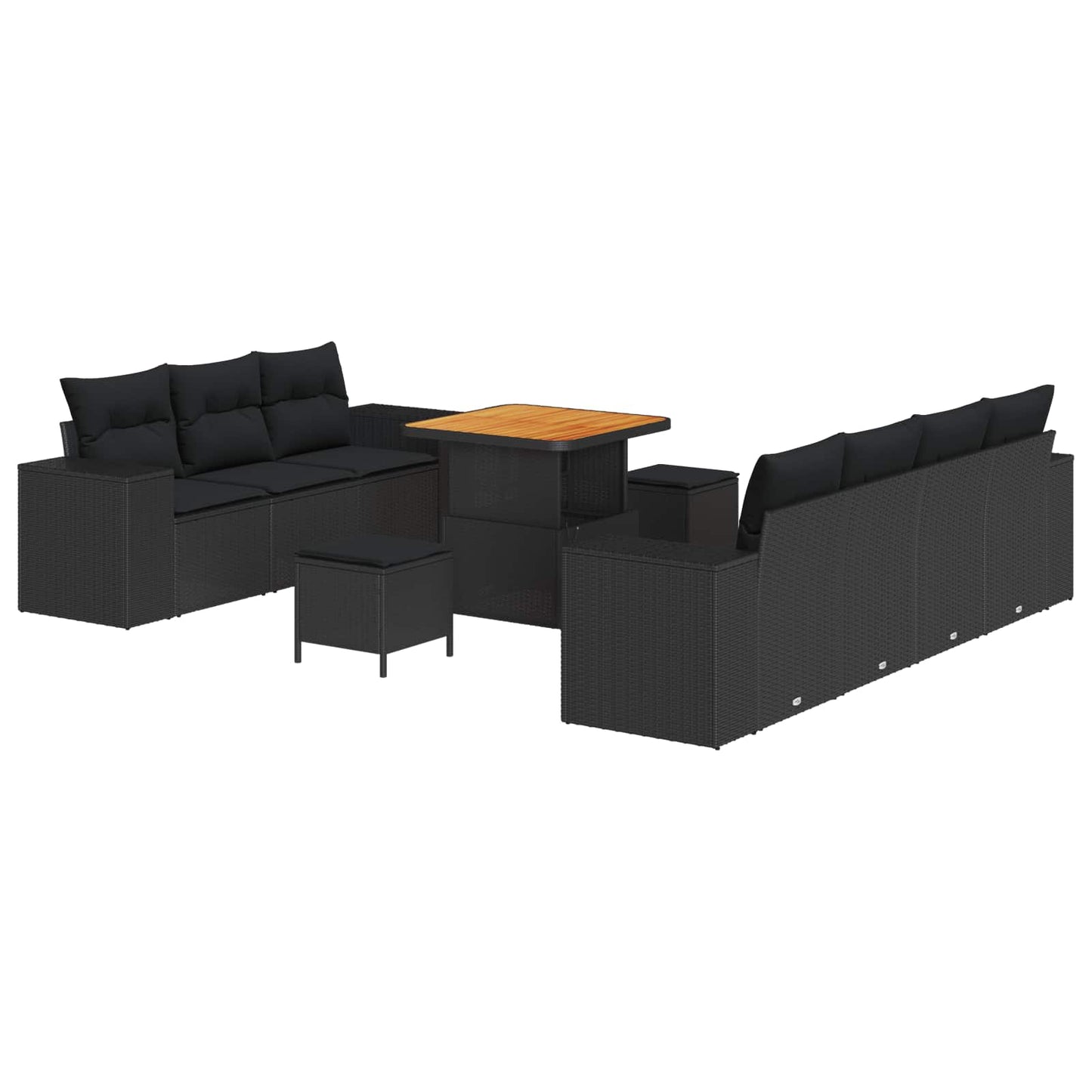 Tuin Sofa Set met kussen met opslag 10 pcs Zwart Poly Rattan is nu te koop bij PeponiXL, paradijselijk wonen!