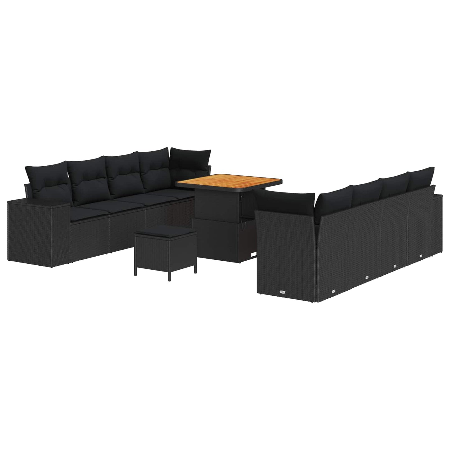 Tuin Sofa Set met kussen met opslag 11 pcs Zwart poly rattan is nu te koop bij PeponiXL, paradijselijk wonen!